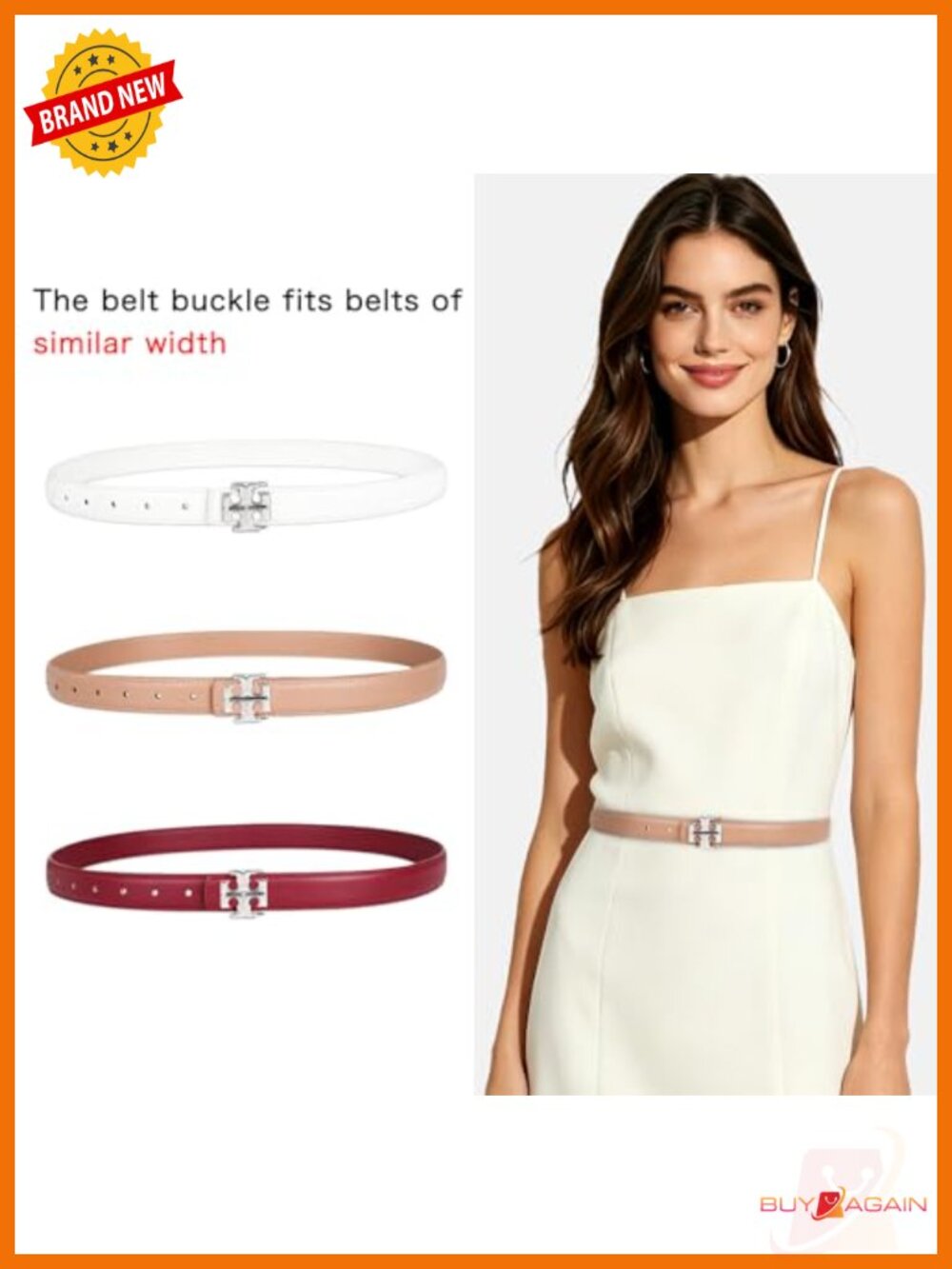 Luxury PU Leather Belt for Women - Classic Design Belt for Jeans and Dresses - Picture 3 of 6
